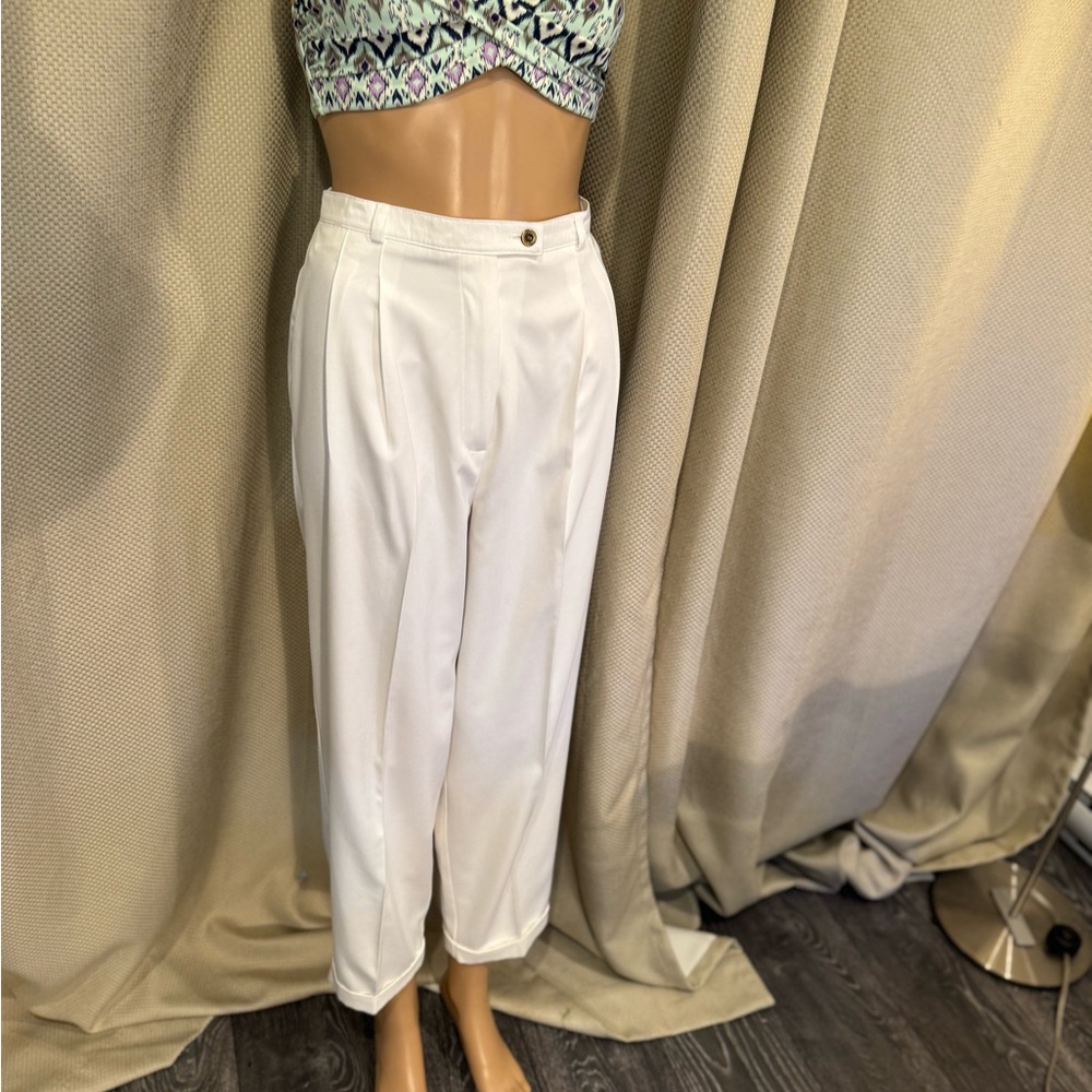 WAIST 15 inches rise 14 inches 27 inches ladies white size 12 pants